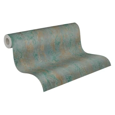 Image of A.S. Création Plain Wallpaper Trendwall 2 Non Woven 10.05 m x 0.53 Green Bronze Brown Made in Germany 326512 32651