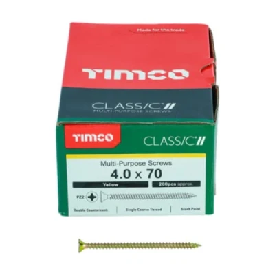 Image of TIMCO Classic Multi Purpose Screws PZ Double Countersunk 4.0 x 70 Gold Box of 200