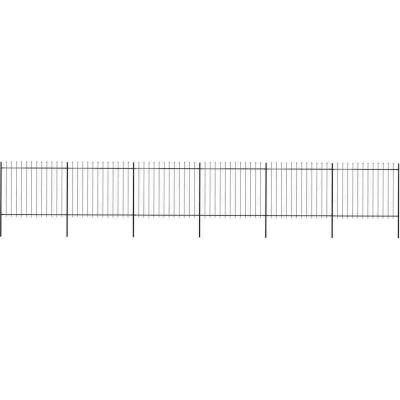 Image of vidaXL Garden Fence with Spear Top Steel 10.2x1.5 m Black