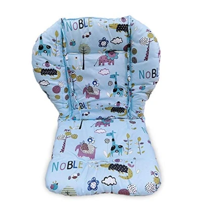 Image of High Chair Cushion Cover, Pad/Cushion Chair/Breathable Pad,Soft and Comfortable, Cute Exquisite Patterns, More Comfortable for Babies (Blue Animal Pattern)