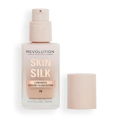 Image of Makeup Revolution, Skin Silk Serum Foundation, Light to Medium Coverage, Contains Hyaluronic Acid, F8, 23ml