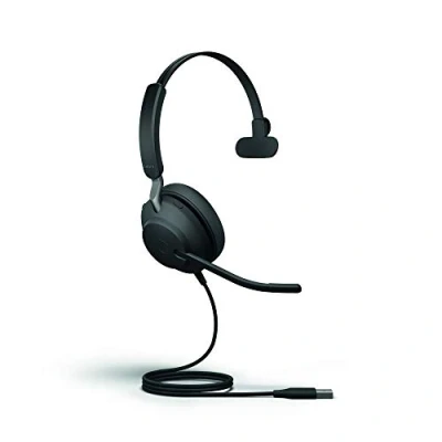 Image of Jabra Evolve2 40 PC Headset Noise Cancelling UC Certified Mono Headphones With 3 Microphone Call Technology USB A Cable Black