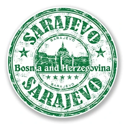 Image of 2 x 10cm Sarajevo Bosnia &amp; Herzegovina Flag Vinyl Sticker Laptop Travel #6797/SV (10cm Wide High)