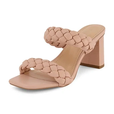 Image of Dunes Women&#039;s Iris braided Heel Sandal +Memory Foam Insoles, Blush, 5.5 UK