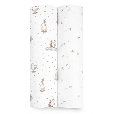 Image of aden + anais essentials Muslin Swaddle 2 Pack Squares Bamboo Viscose Large Receiving Blankets for Girls &amp; Boys Ideal Newborn Babies Infant Swaddling Wrap Set Perfect Healing Nature