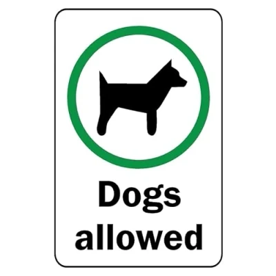 Image of Dogs Allowed Safety Sign Self Adhesive Sticker (200mm x 150mm)