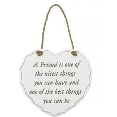 Image of Vintage Style Shabby Cute Chic Rustic Heart Plaque with Friend Quote Perfect Hanging Room Decor Accessory
