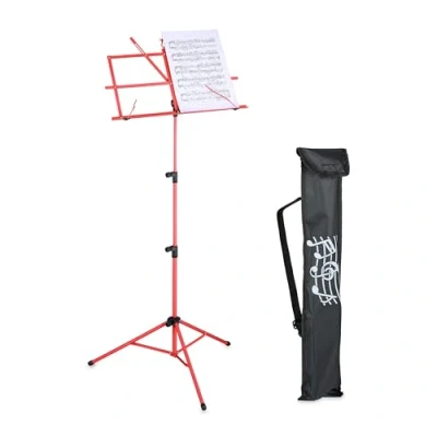 Image of Relaxdays Music Sheet Stand, Foldable, HWD: 140 x 53 49 cm, Extendable, made of Metal, Guitar, Violin, Vocals, Red
