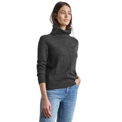 Image of Street One Women&#039;s A302786 Turtleneck Sweater, Gravel Grey Mel, 12