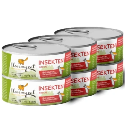 Image of Hypoallergenic Wet Cat Food with Insect Protein by I love my NATURAL 6x100g. Grain Free for Cats Sensitive Stomachs. Convenient Set Freshness and Portion Control