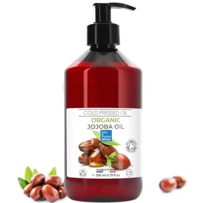 Image of Organic Jojoba Oil, Pure &amp; Natural: Your All in One Beauty Essential! Face Serum (Eye Contour), Hair Oil (Dry Scalp Oil), Beard Eyelashes Serum, Body Nail Cuticle Skin Care 250 ml