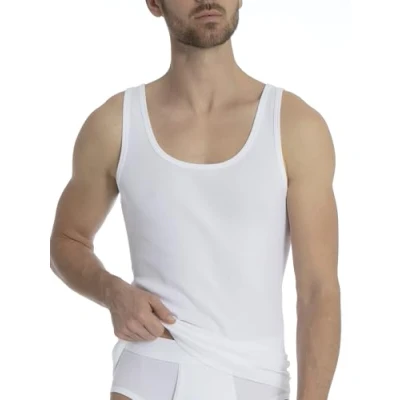 Image of CALIDA Men&#039;s Cotton 1:1 Athletic Shirt Undershirt, Opaque, White, 50 (EU)