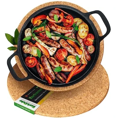 Image of Kork Deko Cork Trivet round to Square For Pots, Pans, Glasses and Bowls Heat Resistant Non Slip 30 cm,