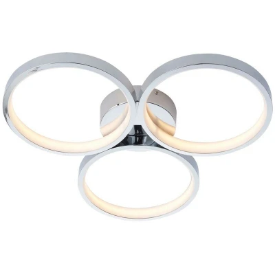 Image of Radius Modern Designer Round LED Semi Flush Ceiling Light Chrome, Warm White, IP44
