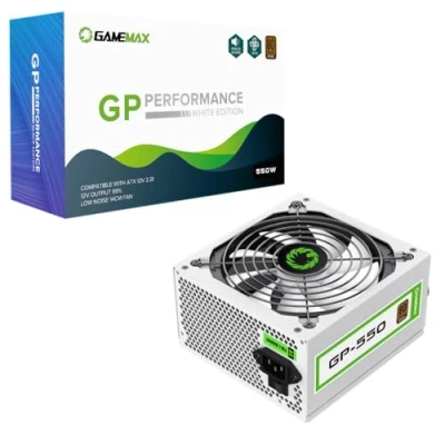 Image of GameMax GP Series 550W 80 Plus Bronze Power Supply 550, Fully Wired, Single Rail, 140mm Fan, ATX PSU White