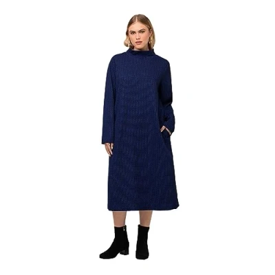 Image of Ulla Popken Women&#039;s Sweatkleid, Struktur Dresses, Titanium Blue, 28 30