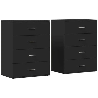 Image of vidaXL Sideboards 2 pcs Black 60x39x80 cm Engineered Wood
