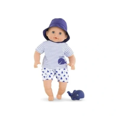 Image of Corolle Ma Premier Poupon Bath Boy Marin, Soft Body Doll with Animal, Sleeping Eyes, Vanilla Fragrance, Removable Clothes, 30 cm, from 18 Months