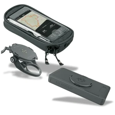 Image of SKS GERMANY COMPIT/STEM &amp; COM/SMARTBAG mobile phone holder with water repellent smartphone pocket for mounting on the stem (stem ⌀ 1 ⅛ inch, bayonet catch, horizontal and vertical attachment)