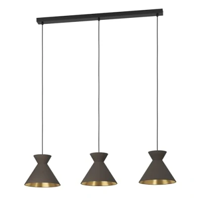 Image of EGLO Pendant lighting Nastasia, ceiling light fitting with 3 shades, hanging lamp for dining and living room made of metal in cappuccino brass colour, E27 socket