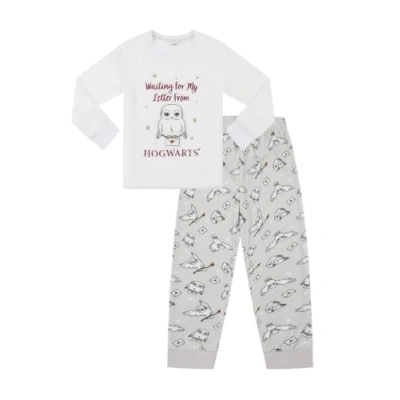 Image of Harry Potter Girls Hedwig Luxury Fleece Long Pyjama Set (10 11 Years) White