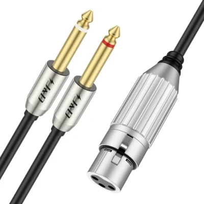 Image of J&amp;D Dual 1/4 to XLR, XLR Female 6.35mm TS Mono Plug Stereo Cables, 1/4&quot; Y Splitter Microphone Cable with 2 m Length for Superior Audio Connectivity
