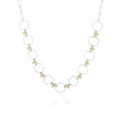 Image of Equilibrium Honey Bee Two Tone Silver and Gold Long Necklace