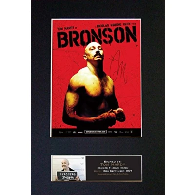 Image of BRONSON Tom Hardy Signed Autograph Mounted Photo Reproduction Print A4 Very Rare (297 x 210mm) #374 (Mount &amp; (Not Framed))
