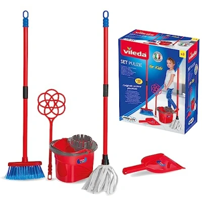 Image of Vileda Cleaning Set for Kids, Imitative Toy Little Helpers, Encourages Imaginative Play, Iconic Product Replica, Includes Multiple Original Accessories, Suitable Ages 3+