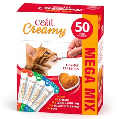 Image of Catit Creamy Lickable Treats Variety Multipack 50 Pack