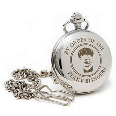 Image of Regalo Personalised Engraved Silver Pocket Watch in Gift Box Peaky Blinders Design (Design &amp; Engraving)