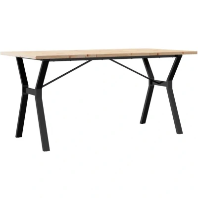 Image of vidaXL Dining Table Y Frame 140x80x75.5 cm Solid Wood Pine and Steel