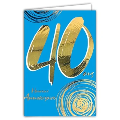Image of Afie 69 2640 40th Birthday Card in Shiny Gold Embossed Textured for Men and Women Coloured Text Suitable Age Inside Envelope Included Made France ColourAges
