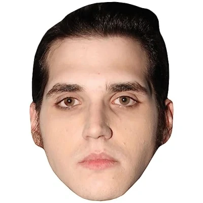 Image of Mikey Way (Black Hair) Celebrity Mask, Flat Card Face, Fancy Dress Mask