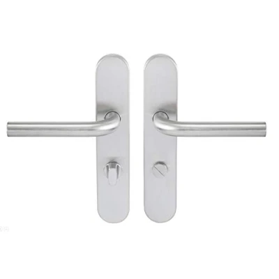 Image of Bricard Tempo Pop 66460 Stainless Steel Handle on Plate for Bathroom Doors and Toilets (with Lock)