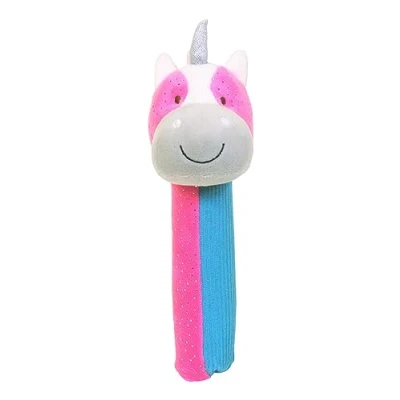 Image of Unicorn Baby Sensory Rattle by Fiesta Crafts Squeakaboo Squeaker Toy for Newborn Toys Made of ​​Soft Plush &amp; Corduroy Fun, Interactive, Colourful Rattles Babies