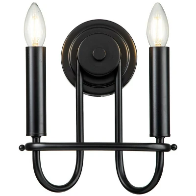 Image of Capitol Hill 2 Light Candle Wall Lamp, Black