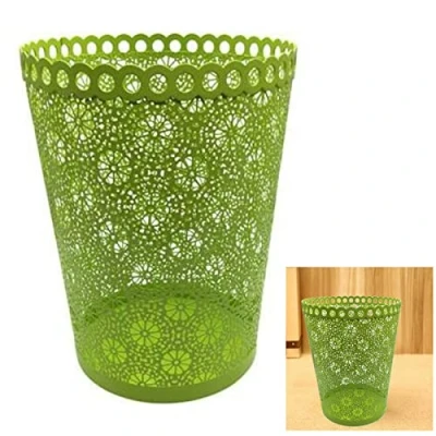 Image of ARA CHOICE Colorful Paper Waste Bin Rubbish Basket Bedroom Office Home Metal Mesh Dustbin Disposal Easy to Use with Attractive Looks (Green)