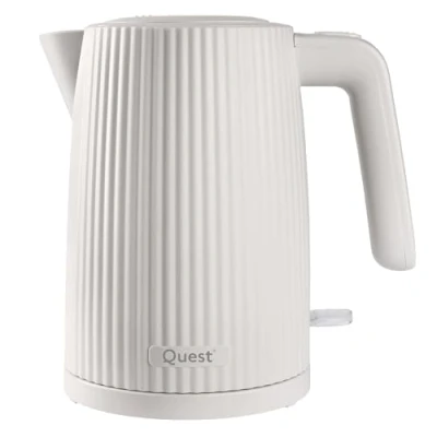 Image of Quest 32039 1.5 Litre Cordless Kettle/Stylish Modern Grooved Design/Spout Filter/Overheat Protection / 3000W Fast Boil/White Colour