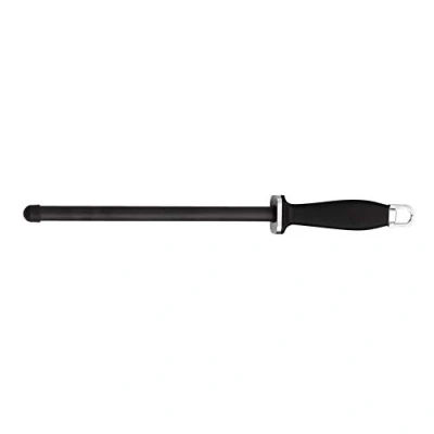 Image of Rockingham Forge CS 16265C Straight Black Ceramic Sharpening Rod with End Cap and Plastic Handle, 25cm, 10 Steel