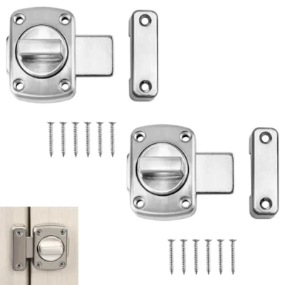Image of 2PCS Rotate Bolt Latch Lock Stainless Steel Gate Bathroom Door Lock, Applicable to Various Doors, Silver