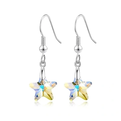 Image of Philip Jones Sterling Silver Aurora Borealis Star Earrings Created with Zircondia® Crystals