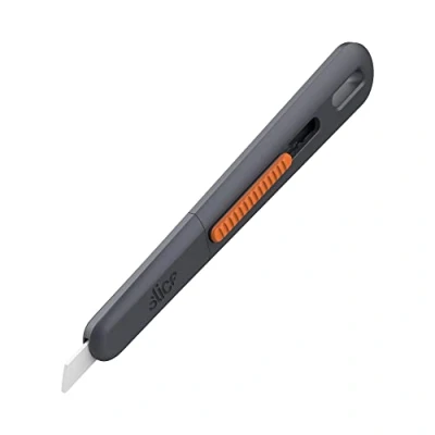 Image of Slice 10476 Manual Slim Pen Cutter Portable, Retractable Safety Knife with Finger Friendly Ceramic Blades to Reduce Injuries for The Home, Office, Warehouse or Factory,Black