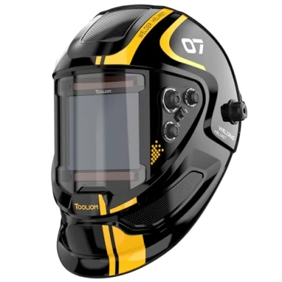 Image of TOOLIOM Large Viewing 3.94&quot;x3.66&quot; Welding Helmet True Color Auto Darkening Mask Solar Powered Shade 4/5 9/9 13 Welder for TIG MIG Stick Cut Grind