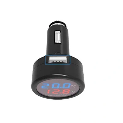 Image of GOFORJUMP 3 in 1 Digital Voltmeter,Thermometer 12V 24V Cigarette Lighter USB Car Charger