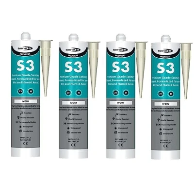 Image of Bond it 310ml S3 Grade Sanitary Silicone Sealant High Performance Bathroom Bath Kitchen Sink Shower Anti Mould Window Fungal Resistant Premium EU3 (Ivory, 4)