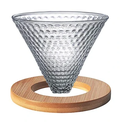 Image of TAMUME 12cm Glass Coffee Dripper with Wooden Support Filter