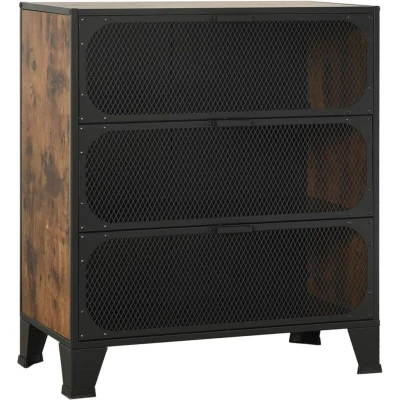 Image of vidaXL Storage Cabinet Rustic Brown 72x36x82 cm Metal and MDF