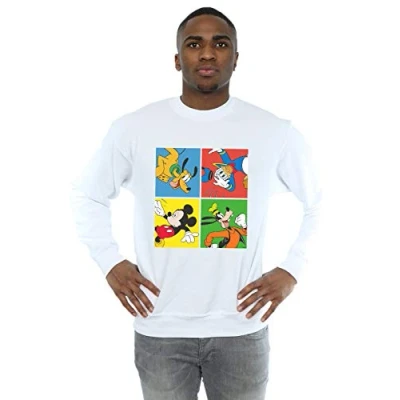 Image of Disney Men&#039;s Mickey Mouse Friends Sweatshirt White XXX Large