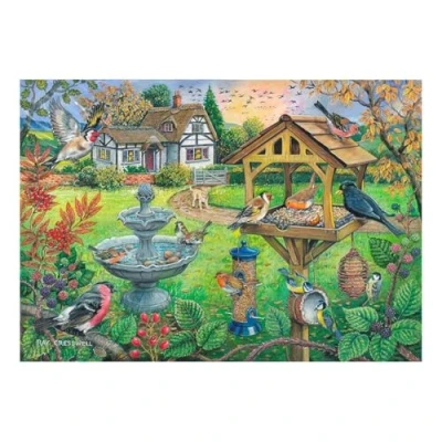 Image of The House of Puzzles Bird Table Jigsaw Big 500 Piece Jigsaws For Adults, Extra Large Pieces, Artist Illustrated, Scenic Landscape, Deluxe Puzzle Gifts